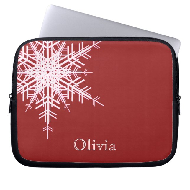 Snowy Red Laptop Sleeve (Front)
