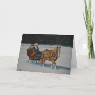 Snowy Ride Winter Scene Greeting Card 5x7