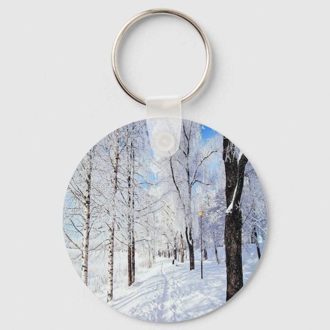 Snowy Road Keychain (Front)