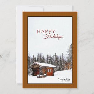 Snowy Rustic Cabin Holiday Card