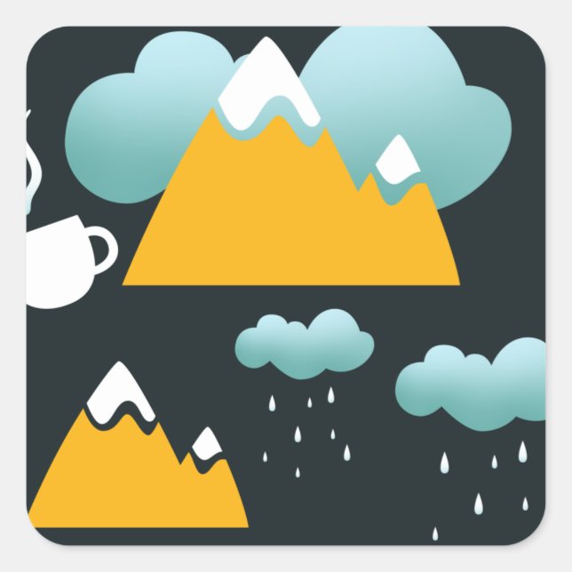 Snowy Rustic Winter Forest Mountain  Square Sticker (Front)