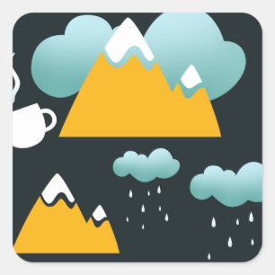 Snowy Rustic Winter Forest Mountain  Square Sticker