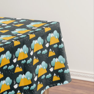 Snowy Rustic Winter Forest Mountain  Tablecloth