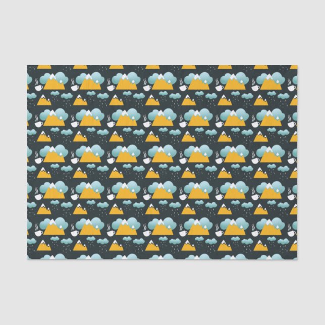 Snowy Rustic Winter Forest Mountain  Tissue Paper (Front)
