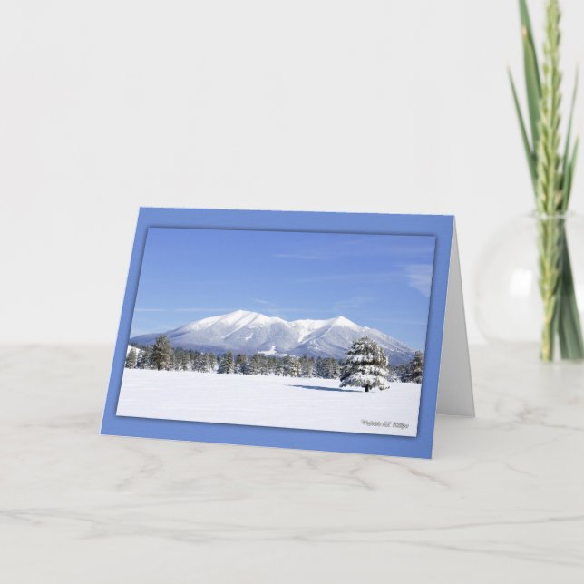 Snowy San Francisco Peaks Custom Inside Greeting Holiday Card (Front)