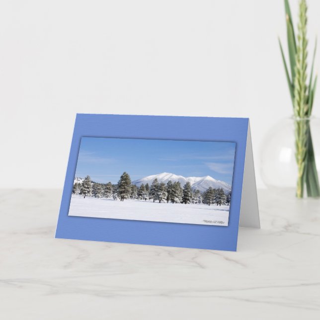 Snowy San Francisco Peaks Custom Inside Greeting Holiday Card (Front)