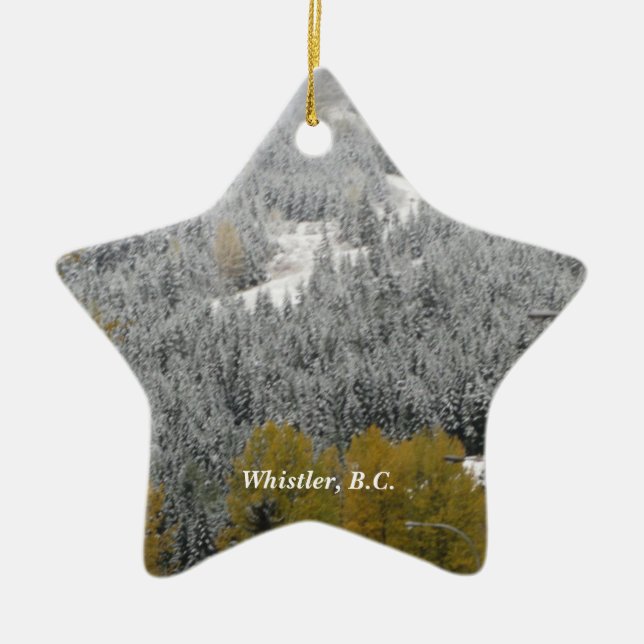 Snowy Scene in Whistler, B.C. Ceramic Ornament (Front)