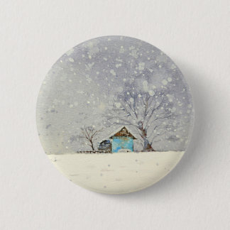 Snowy scenery watercolor 2 inch round button