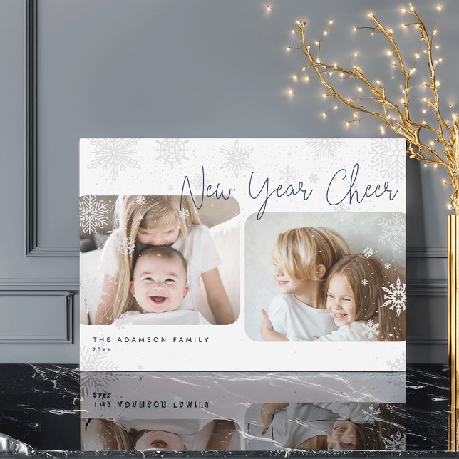 Snowy Script | 2 Photo Happy New Year Holiday Card (Creator Uploaded)