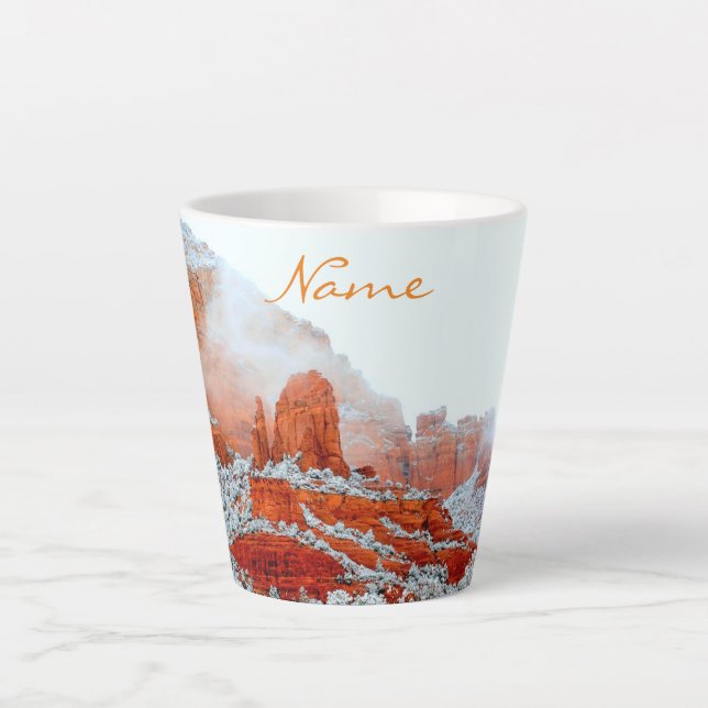 Snowy Sedona Red Rocks Thunder_Cove Latte Mug (Front)