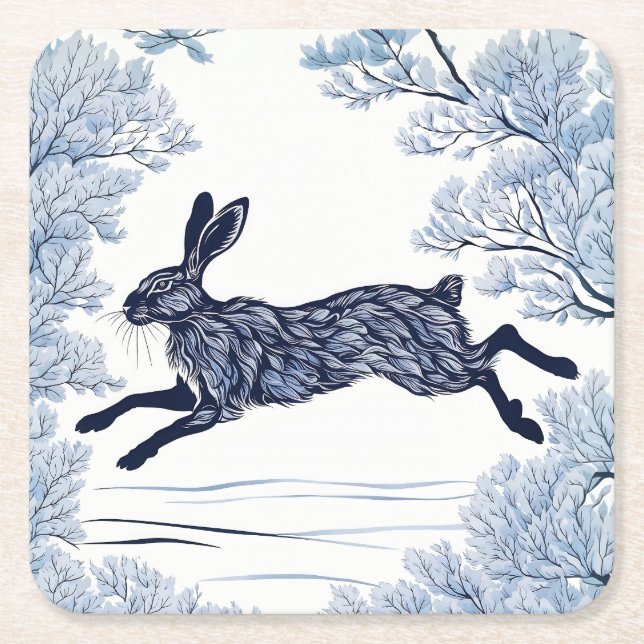 Snowy Serenity Extended Version.  Square Paper Coaster (Front)