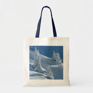 Snowy Slope and Pines Tote Bag
