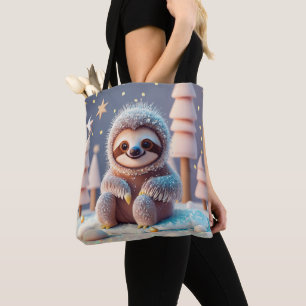 Snowy Sloth's Winter Wonderland Tote Bag