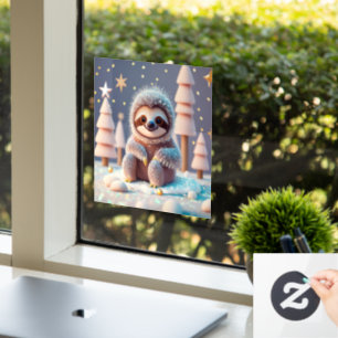 Snowy Sloth's Winter Wonderland Window Cling