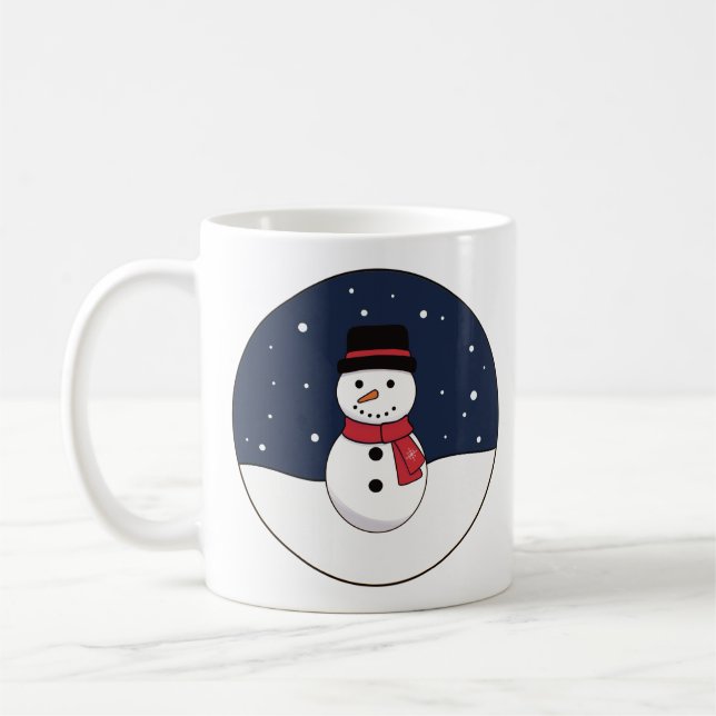 Snowy Snowman Winter’s Night Coffee Mug (Left)