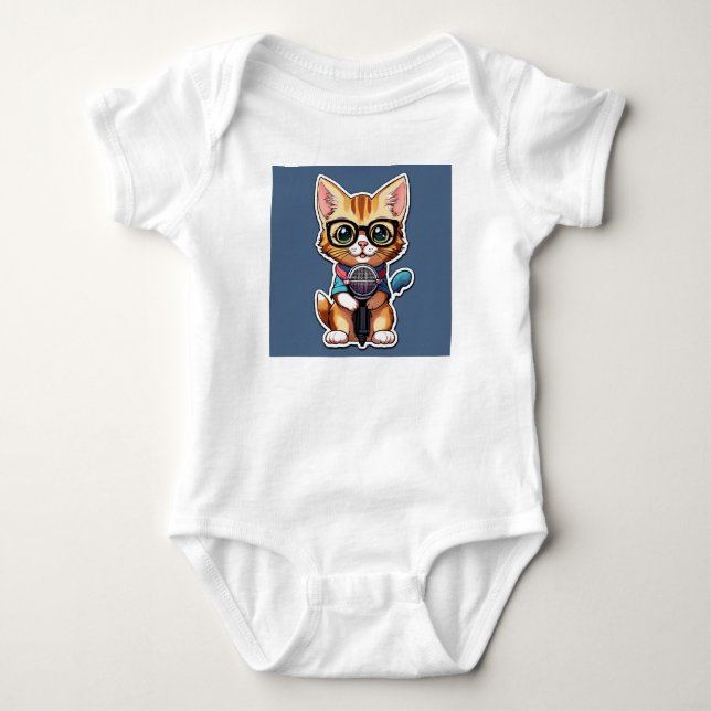"Snowy Softness: White Cat Cutie Tee 🍼🐱" (Front)