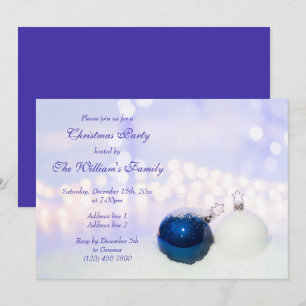 Snowy Sparkly Christmas baubles Christmas Invitation