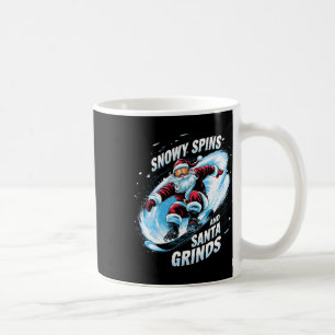 Snowy Spins Santa Grinds Snowboarder Christmas Sno Coffee Mug