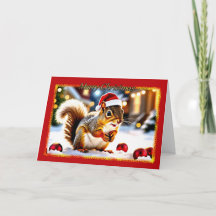 Snowy Squirrel Christmas Card