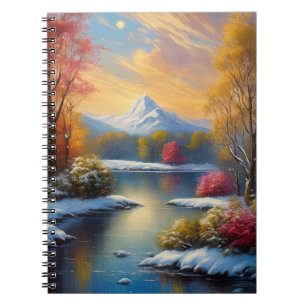 Snowy Stillness, A Captivating Lake Notebook