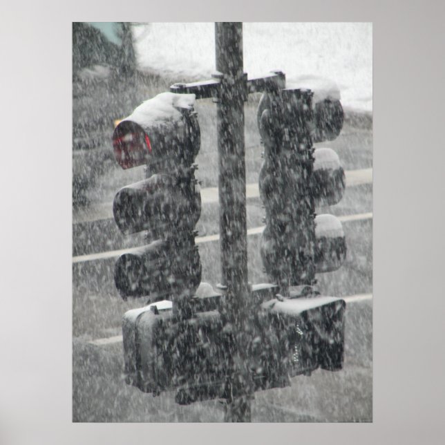 Snowy Stoplight Poster (Front)