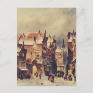 Snowy street in Haarlem by Charles Leickert Postcard