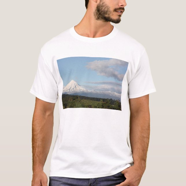 Snowy & Sunny Mt Egmont, Taranaki, New Zealand T-Shirt (Front)