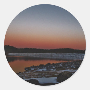 Snowy Sunset at Lake Arrowhead Classic Round Sticker