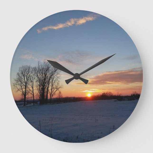 Snowy Sunset Large Clock (Front)