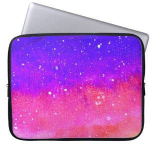 Snowy Sunset Pink Blue Yellow White Snowflakes Laptop Sleeve