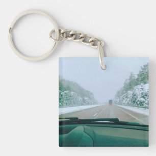 Snowy Swedish Road Trip Keychain