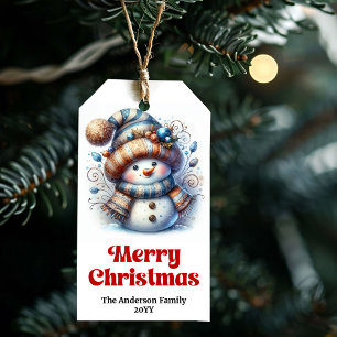 Snowy Sweetly Snowman Personalized Christmas  Gift Tags