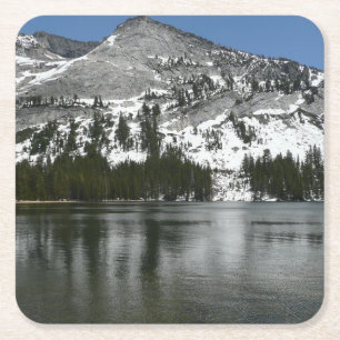 Snowy Tenaya Lake Yosemite National Park Photo Square Paper Coaster
