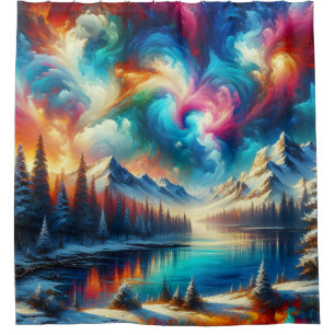 “Snowy Tie-Dye Landscape - Vibrant Winter Art”