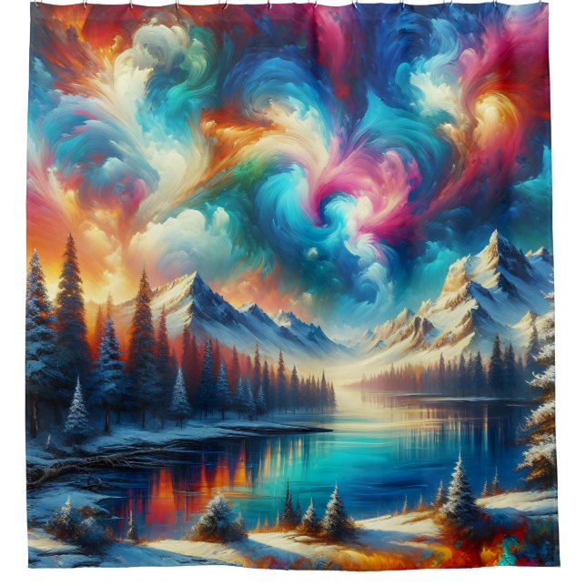 “Snowy Tie-Dye Landscape - Vibrant Winter Art” (Front)