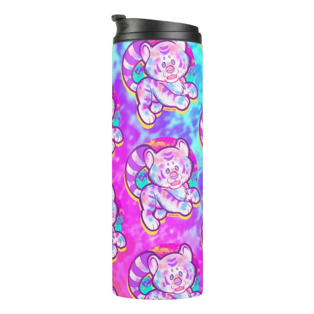 Snowy Tiger Cute Neon Kidcore Thermal Tumbler (Rotated Right)