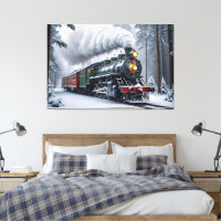 Snowy Train in Winter Landscape