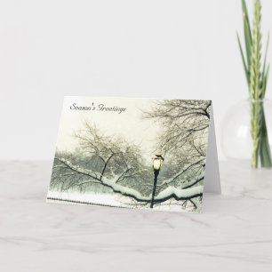 snowy tree greetings holiday card