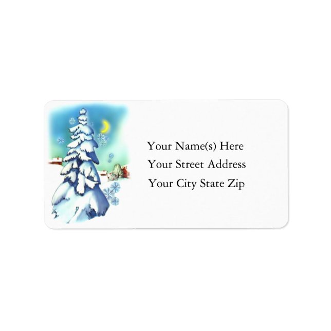 Snowy Tree Vintage Address Label (Front)