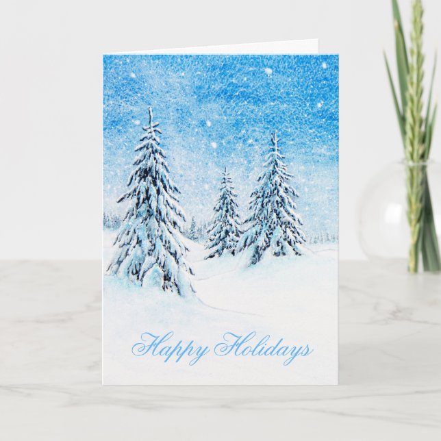 Snowy Trees Holiday Card (Front)