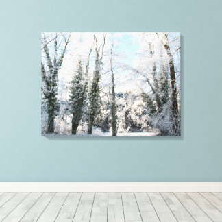 Snowy Trees Landscape Photo Canvas Print