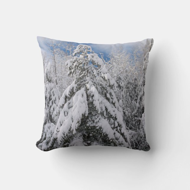 Snowy Trees Throw Pillow (Front)