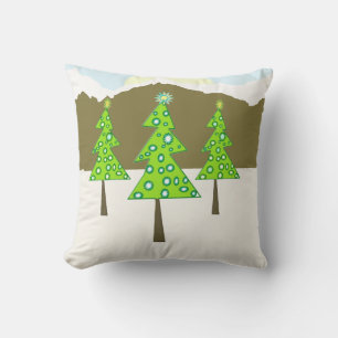 Snowy Trees Throw Pillow