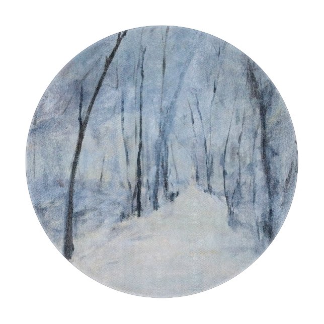 Snowy Trees Winters Day Cutting Board (Front)