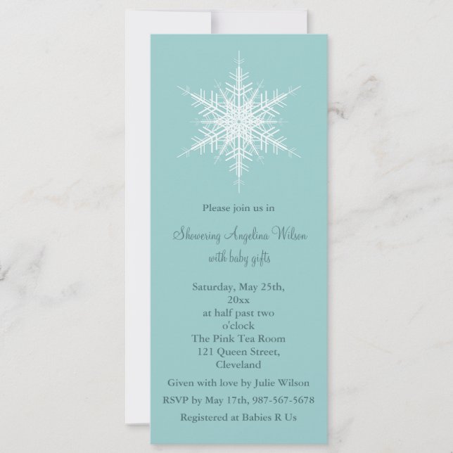 Snowy Turquoise Baby Shower Invitation (Front)