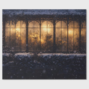 Snowy Victorian Greenhouse Wrapping Paper
