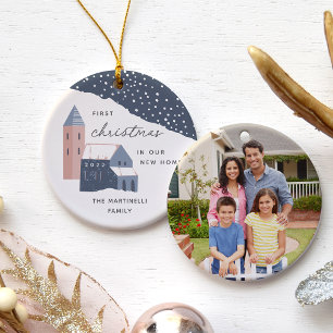Snowy Village   First Christmas in Our New Home Ceramic Ornament