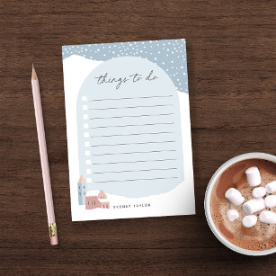 Snowy Village Personalized To Do List Post-it Notes