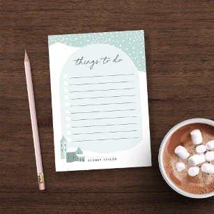 Snowy Village Personalized To Do List Post-it Notes