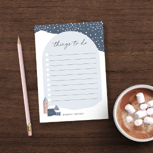Snowy Village Personalized To Do List Post-it Notes